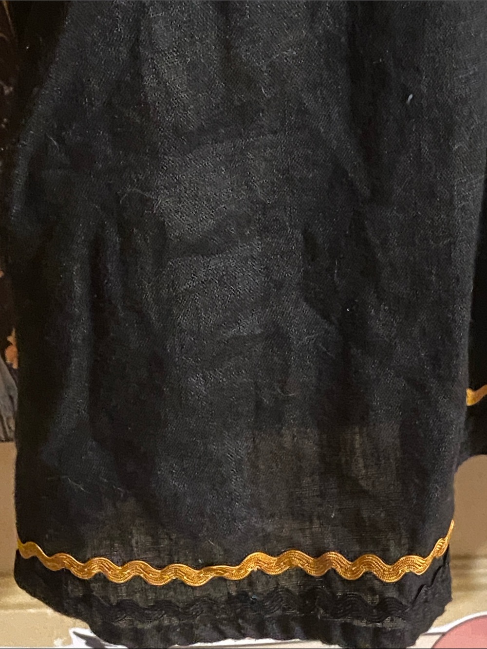 ZARA BLACK LINEN MINI DRESS Mustard Detail Loose Tunic Fit EUC - Picture 3 of 6